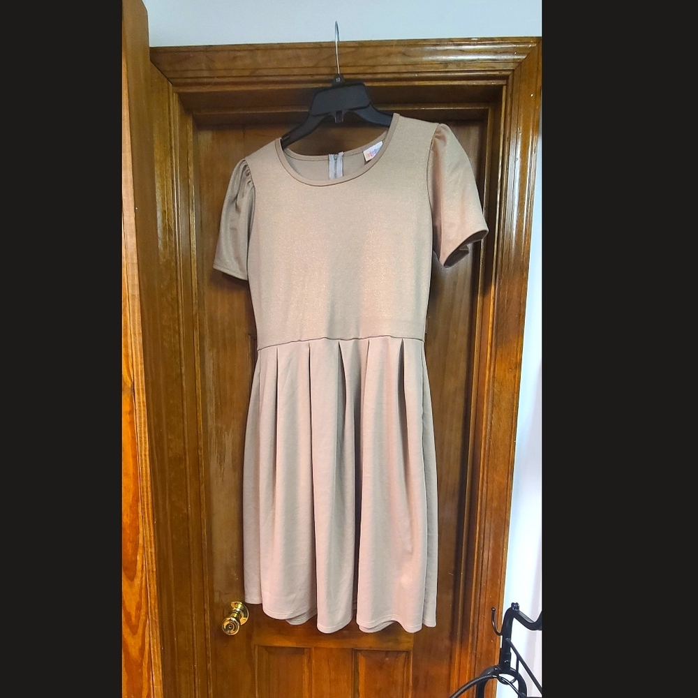Beige with Gold Amelia Dress